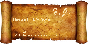 Hetesi János névjegykártya
